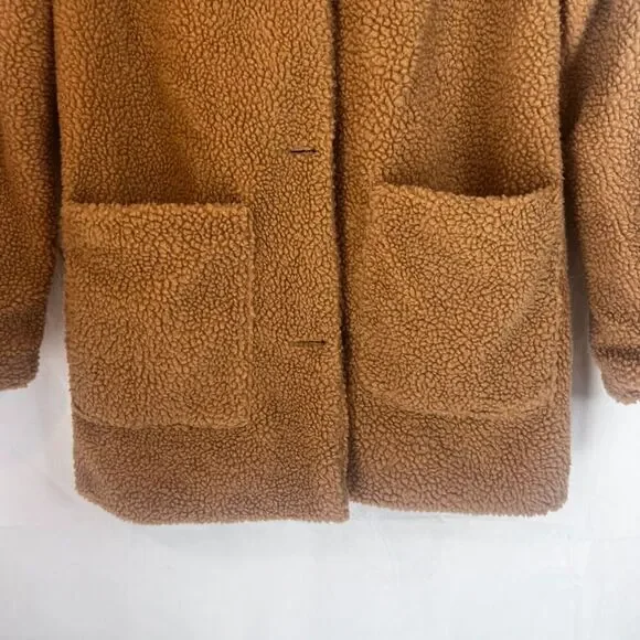 Pink Platinum Brown Fleece Teddy Jacket Lined Boho Casual Neutral Size Medium - Picture 4 of 11